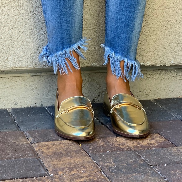 Gold Bar Hardware Slip On Boyfriend Loafers - Picture 4 of 8